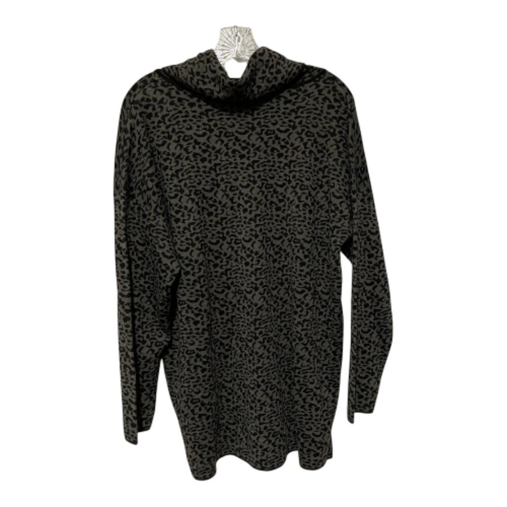 NEW Calvin Klein XL Cowlneck Grey Black Leopard Tunic Sweater - Picture 3 of 8